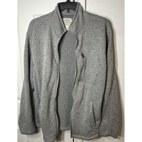 St John's Bay Sweater Jacket Men's XXL Gray Full  Zip Up Chest Pocket Draw Cord - Picture 3 of 14
